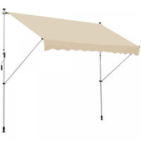 Outsunny 10x5ft Manual Retractable Awning, Patio Sun Shade Canopy Shelter With 5.6-9.2ft Support Pol