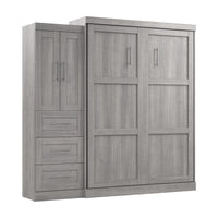 Bestar Pur Queen Murphy Bed with Closet Storage Cabinet (89 W) - Platinum Grey