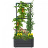 Outsunny Galvanized Raised Garden Bed With 3-tier Trellis Tomato Cage Grey