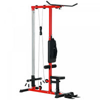 Soozier Lat Pull Down Machine Cable Station With Flip-up Footplate, Red