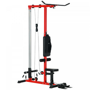 Soozier Lat Pull Down Machine Cable Station With Flip-up Footplate, Red