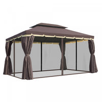 Outsunny 10' x 13' Patio gazebo, aluminum Frame Double Roof Outdoor Gazebo Canopy Shelter With Netti