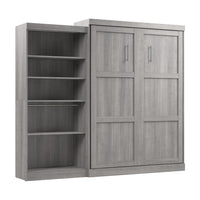 Bestar Pur Queen Murphy Bed with Closet Organizer (101 W) - Platinum Grey