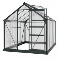 Outsunny 6' X 8' Clear Polycarbonate Greenhouse Walk-in Green House Garden Plants Grow Galvanized Ba