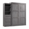 Bestar Pur Queen Murphy Bed and Shelving Unit with Drawers 90-Inch Wall Bed - Bark Grey