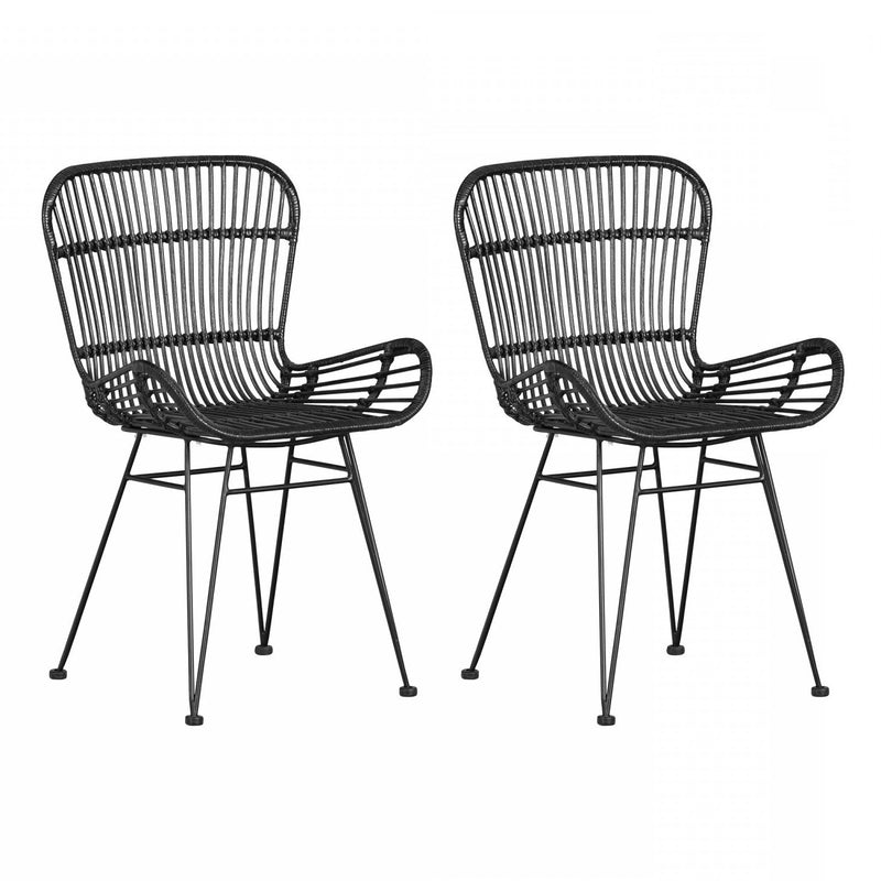 Balka 2-piece Rattan Dining Chair - Black 