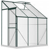 Outsunny 6' X 4' X 7' Aluminum Polycarbonate Lean-to Greenhouse, Outdoor Walk In Garden Green House With Roof Vent For Plants, Herbs, Vegetables, Green