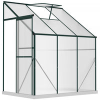 Outsunny 6' X 4' X 7' Aluminum Polycarbonate Lean-to Greenhouse, Outdoor Walk In Garden Green House 