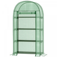 Outsunny 4-tier Mini Greenhouse, Outdoor Portable Gardening Plant Green House With Storage Shelves, 