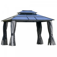Outsunny 10' X 12' Hardtop Gazebo Canopy With Polycarbonate Double Roof, Aluminum Frame, Permanent P