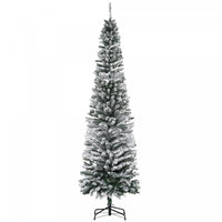 Homcom Snow Flocked Pencil Christmas Tree Slim Artificial Christmas Tree