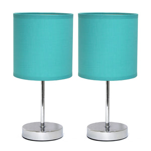 Simple Designs Chrome Mini Basic 2-Piece Table Lamp Set - Aqua