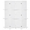 Homcom 4-panel Wood Room Divider With 3 Shelves 5.6ft