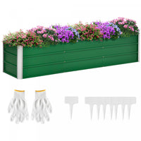 Outsunny Galvanized Raised Garden Bed, Elevated Large Metal Planter Box W/ Install Gloves For Backya