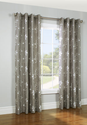 Habitat Metallic Silver Leaf Light Filtering Grommet Curtain Panel - 52 x 95