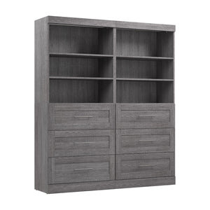 Bestar Pur 72 W Closet Organizer with Drawers - Bark Grey