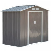 Outsunny 7' X 4' X 6' Garden Storage Shed Outdoor Patio Yard Metal Tool Storage House W/ Steel Floor