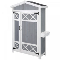 Outsunny 52'' X 20'' Wooden Garden Shed With Foldable Workstation And Flower Stand, Outdoor Tool Sto