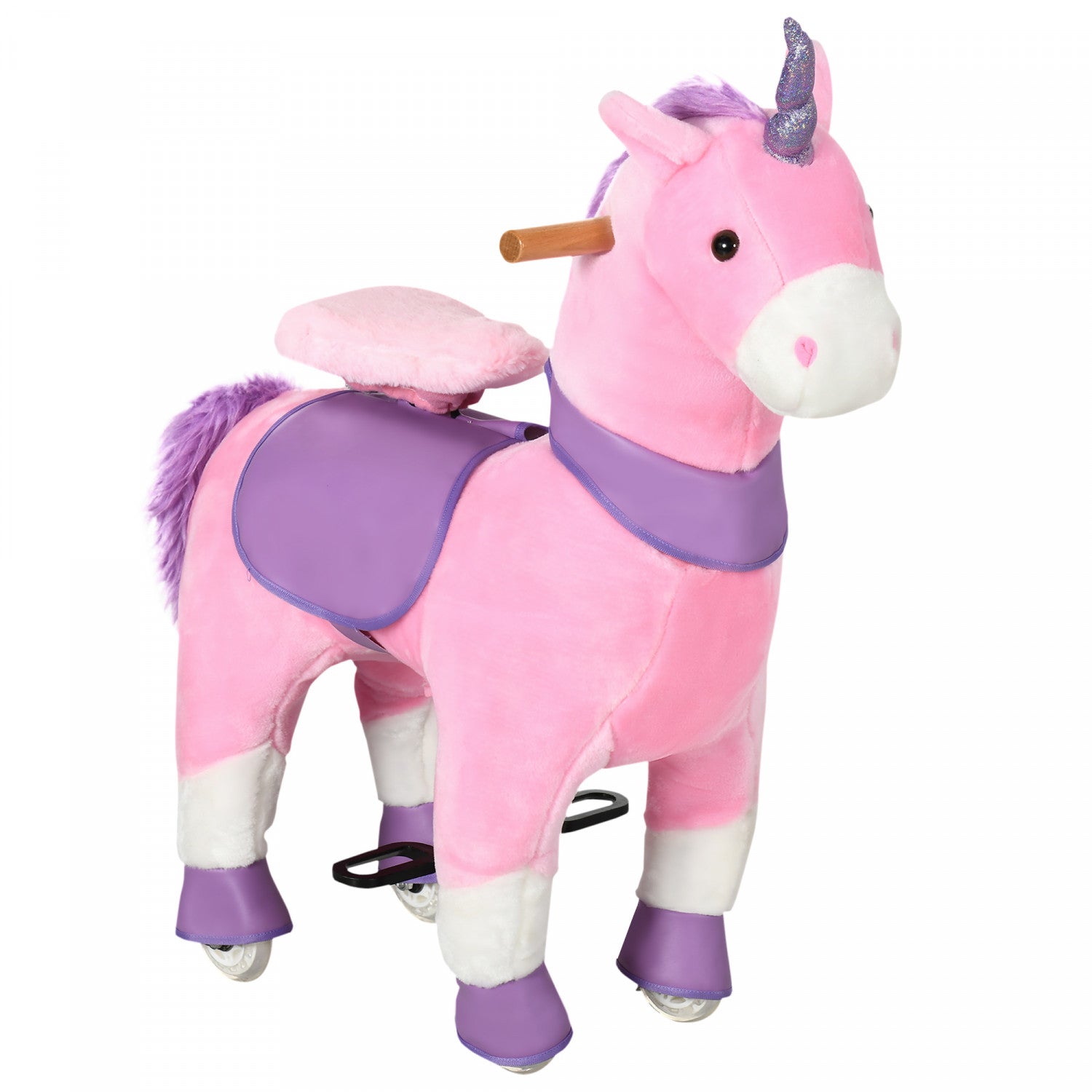 Qaba Ride On Unicorn Walking Horse Mechanical Pony Toy With Wheels The Brick