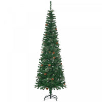 Homcom 6.5ft Artificial Pencil Christmas Tree With Pine Cones