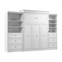 Bestar Versatile Queen Murphy Bed and Closet Organizers with Drawers (126 W) - White