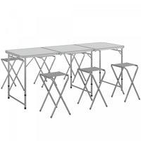 Outsunny Camping Table And Chairs Folding Picnic Table And 6 Stools