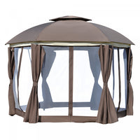 Outsunny 12' X 12' Round Outdoor Gazebo, Patio Double Soft Top Gazebo Canopy Shelter With Zipper Net