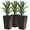 Outsunny Set Of 3 Tall Planters With Drainage Hole, Outdoor & Indoor Flower Pot Set For Front Door, Entryway, Patio And Deck, Brown