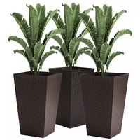 Outsunny Set Of 3 Tall Planters With Drainage Hole, Outdoor & Indoor Flower Pot Set For Front Door, 