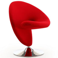 Manhattan Comfort Curl Polished Chrome Wool Blend Swivel Accent Chair - Red