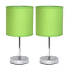 Simple Designs Chrome Mini Basic 2-Piece Table Lamp Set - Green