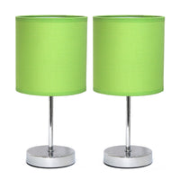 Simple Designs Chrome Mini Basic 2-Piece Table Lamp Set - Green