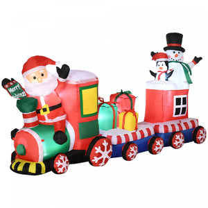 Outsunny 8' Inflatable Christmas Train W/ Santa Claus Snowman Penguin