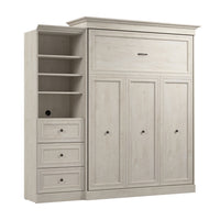 Bestar Versatile Queen Murphy Bed and Closet Organizer with Drawers (92 W) - White