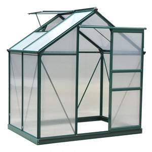 Outsunny 6.2' X 4.3' X 6.6' Clear Polycarbonate Greenhouse Large Walk-in Green House Garden Plants Grow Galvanized Base Aluminium Frame W/ Slide Door