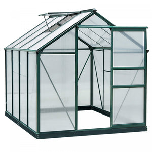 Outsunny 6.2' X 8.3' X 6.6' Clear Polycarbonate Greenhouse Large Walk-in Green House Garden Plants Grow Galvanized Base Aluminium Frame W/ Slide Door