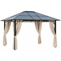 Outsunny 10' X 12' Outdoor Hardtop Gazebo With Polycarbonate Panel Roof, Garden Deluxe Pavilion Cano