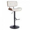 LumiSource Lombardi Faux Leather Mid-Century Modern Adjustable Barstool - Walnut/Cream