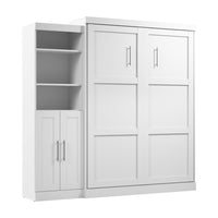 Bestar Pur Queen Murphy Bed and Closet Organizer with Doors (90 W) - White