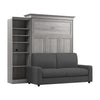 Bestar Versatile Queen Murphy Bed with Sofa and Closet Organizer (92 W) - Platinum Grey