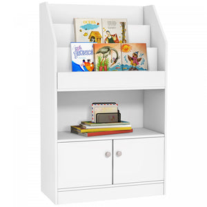 Qaba Kids Bookshelf, Toy Storage Organizer For 3-8 Years Old, For Bedroom, Playroom, Nursery, White