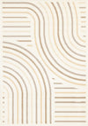 Forte Cream Beige Brown Curvy Lines Area Rug - 7'9