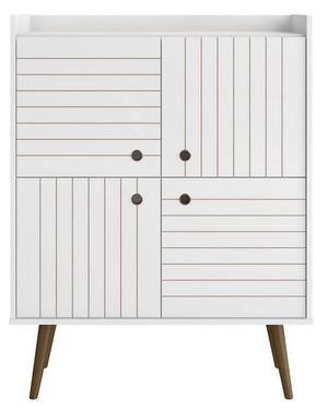 Manhattan Comfort Bogart Mid-Century Modern Accent Cabinet - White & Natural