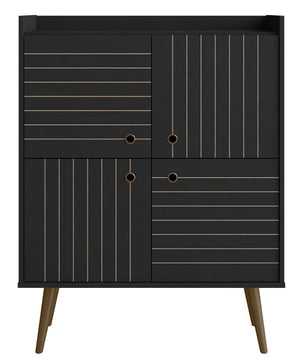 Manhattan Comfort Bogart Mid-century Modern Accent Cabinet - Black & Natural