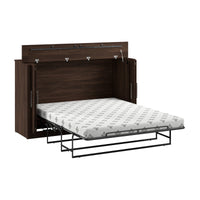 Bestar Pur 75 W Queen Cabinet Bed with Mattress - Black Walnut