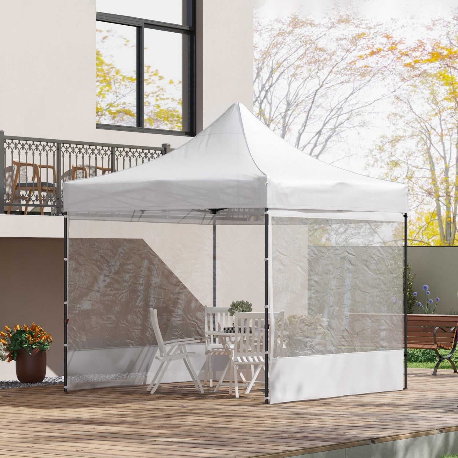 Outsunny 10' X 10' Pop Up Gazebo Canopy Tent With Sides, Height Adjustable