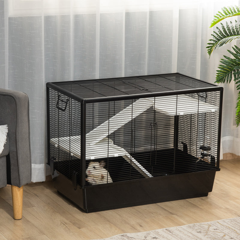 Pawhut 3-tier Hamster Cage, Guinea Pig Cage, Pet Chinchillas Play H ...