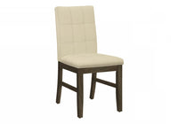 Dining Chair Set of 2 Dining Room Kitchen Cream Fabric Grey Solid Wood Transitional