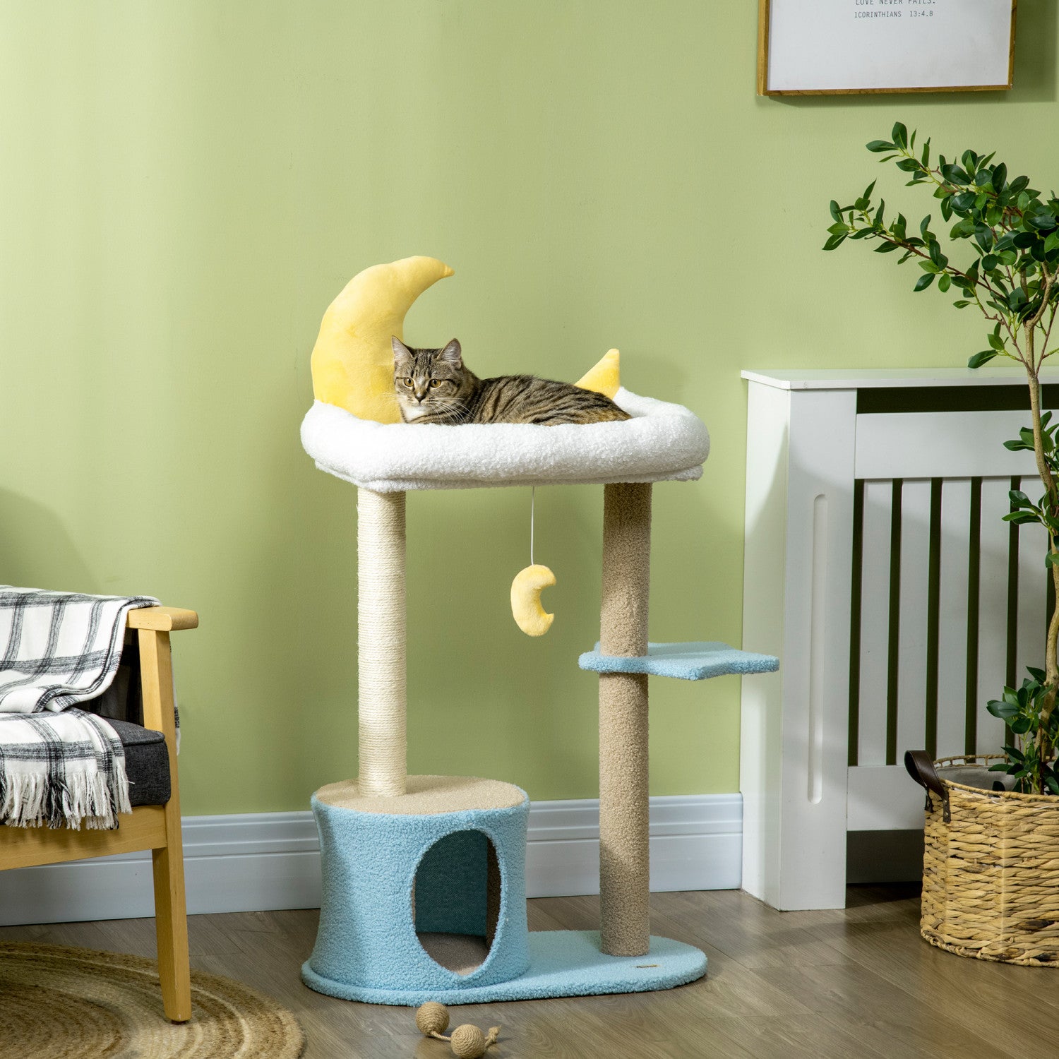 Pawhut 41 Lovely Cat Tree For Indoor Cats With Teddy Fleece House The Brick