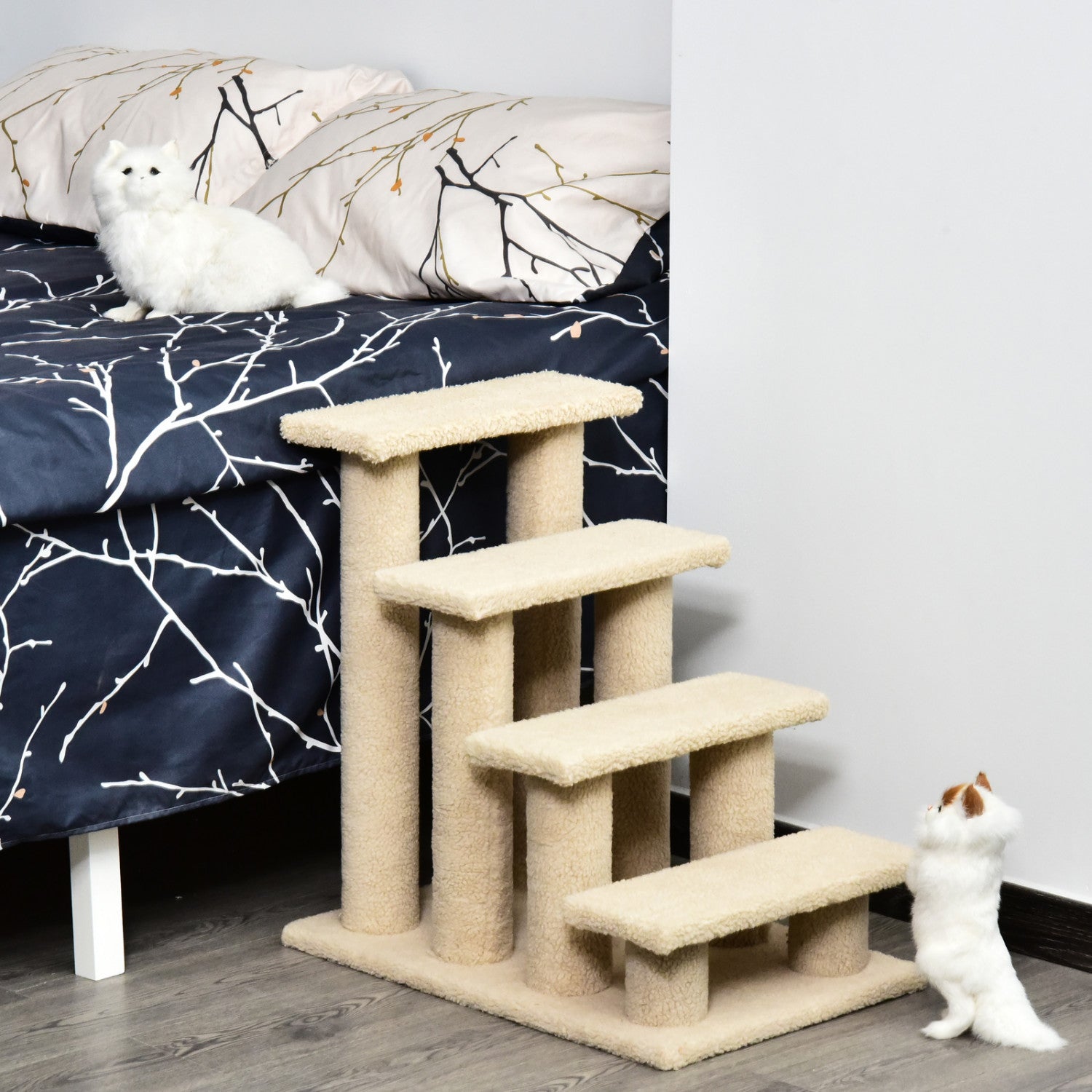 Pawhut 4 step Multi level Carpeted Cat Scratching Post Pet Stairs The Brick